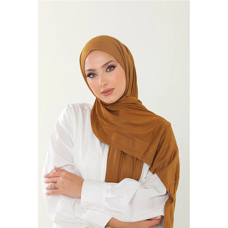 Soft Cotton Jersey Hijab – Long Plain Stretch Scarf