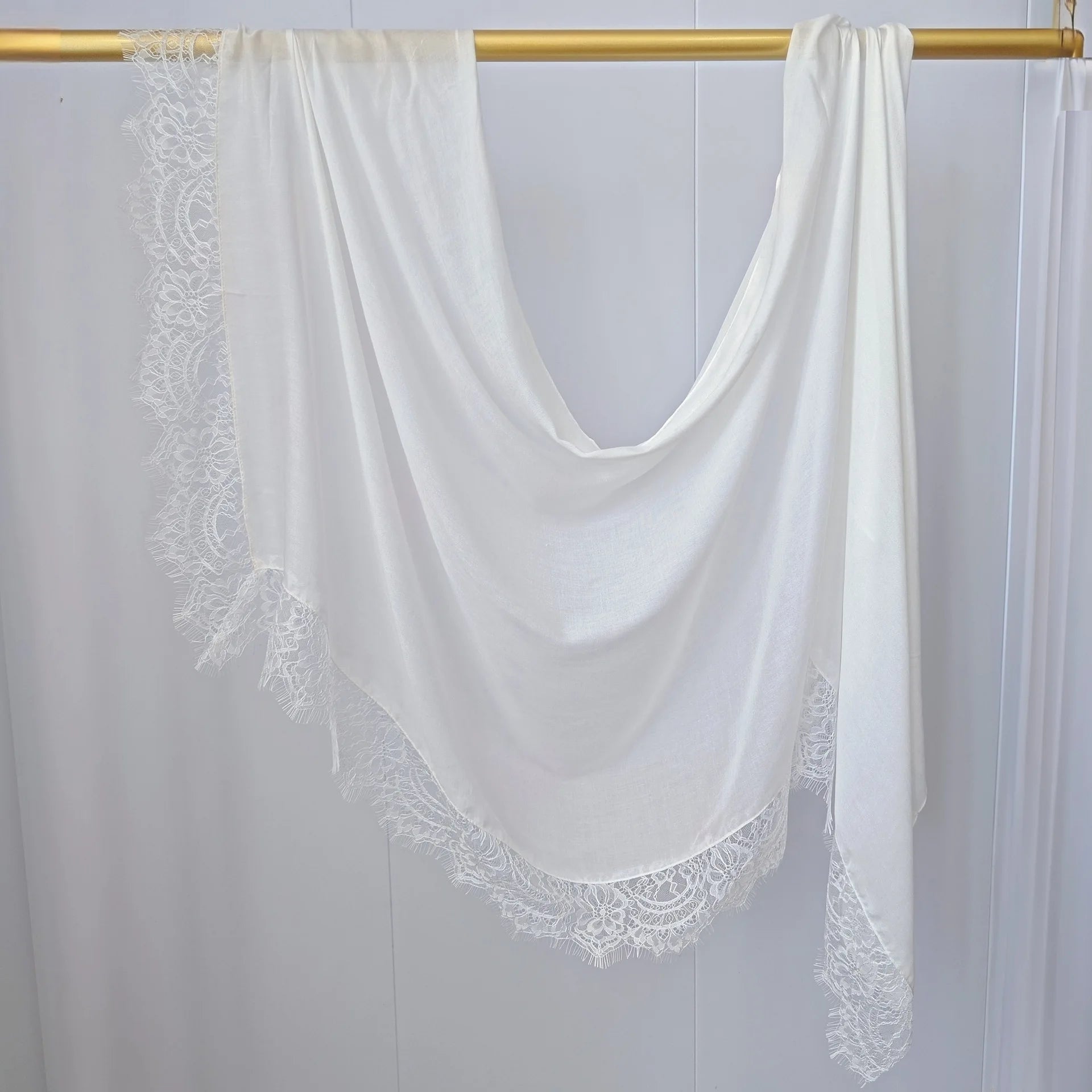 Lace Edge Modal Hijab Scarf – Breathable Cotton Turban Shawl
