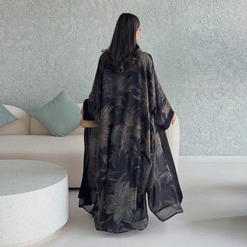 Eid Cardigan Abaya with Scarf – Dubai Kaftan Set