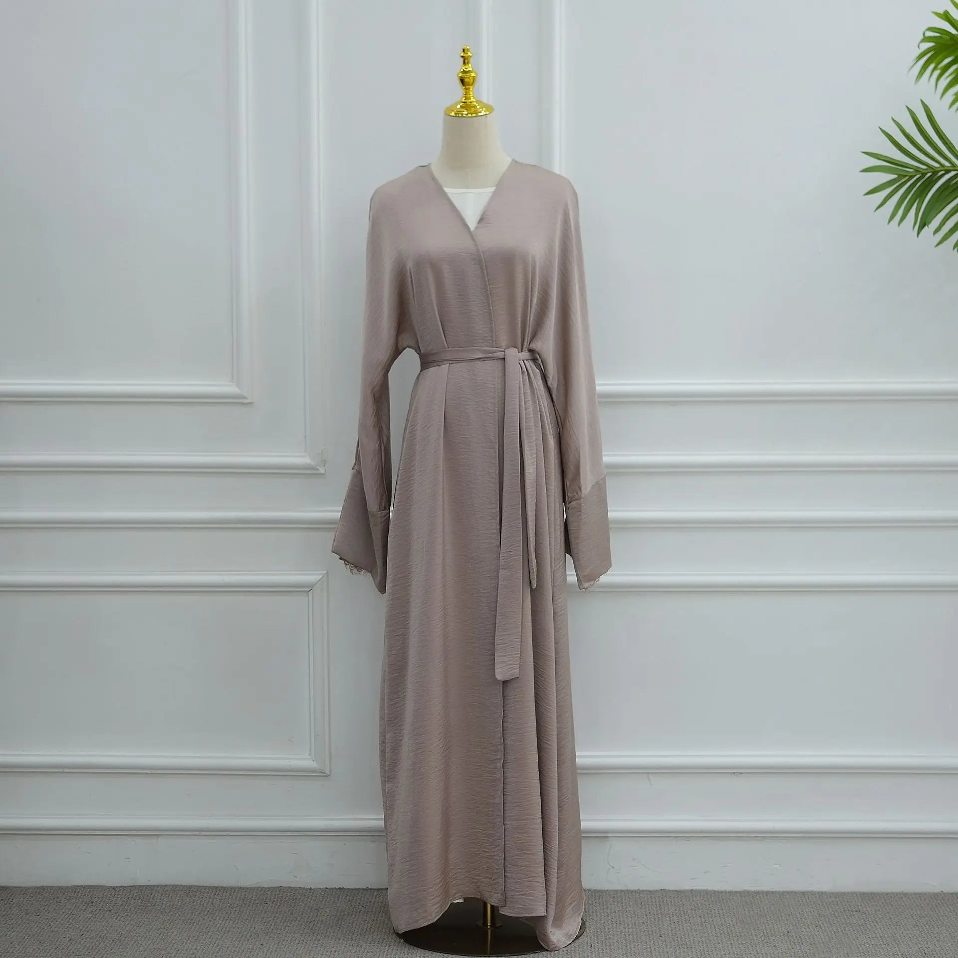 Eid Lace Split Sleeve Abaya – Daily Wear Modest Cardigan Dress