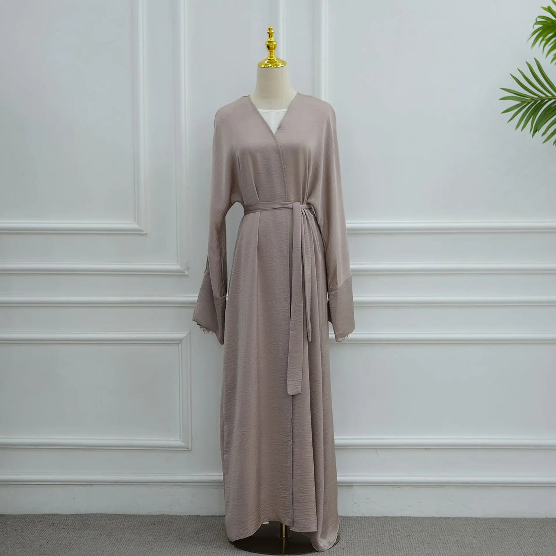 Eid Lace Split Sleeve Abaya – Daily Wear Modest Cardigan Dress