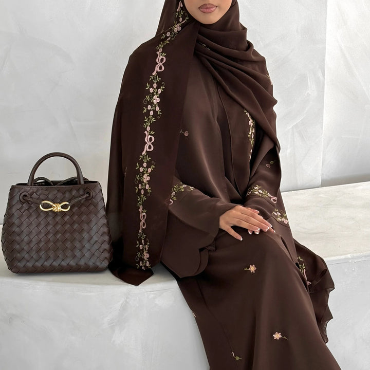 Luxurious Floral Embroidery Hijab Dress for Muslim Women