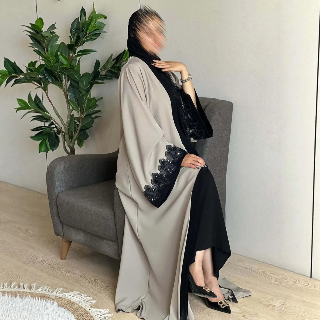Eid Lace Open Abaya – Elegant Party Kaftan Cardigan
