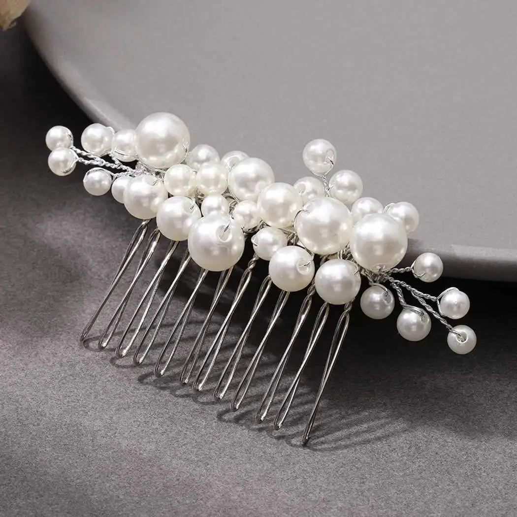 Elegant Pearl Hair Comb – Handmade Bridal Hairpin for Women & Girls