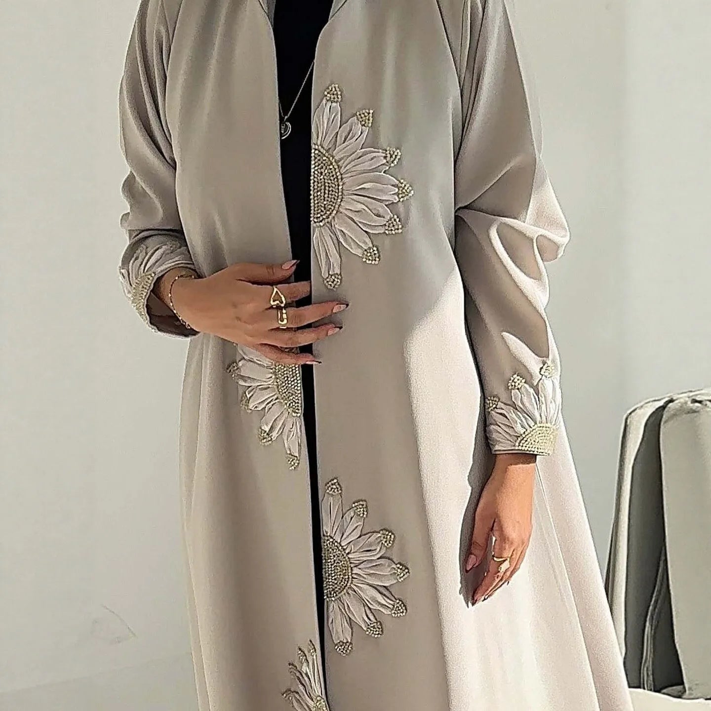 Embroidery Abaya Cardigan – Modest Eid Kaftan Robe