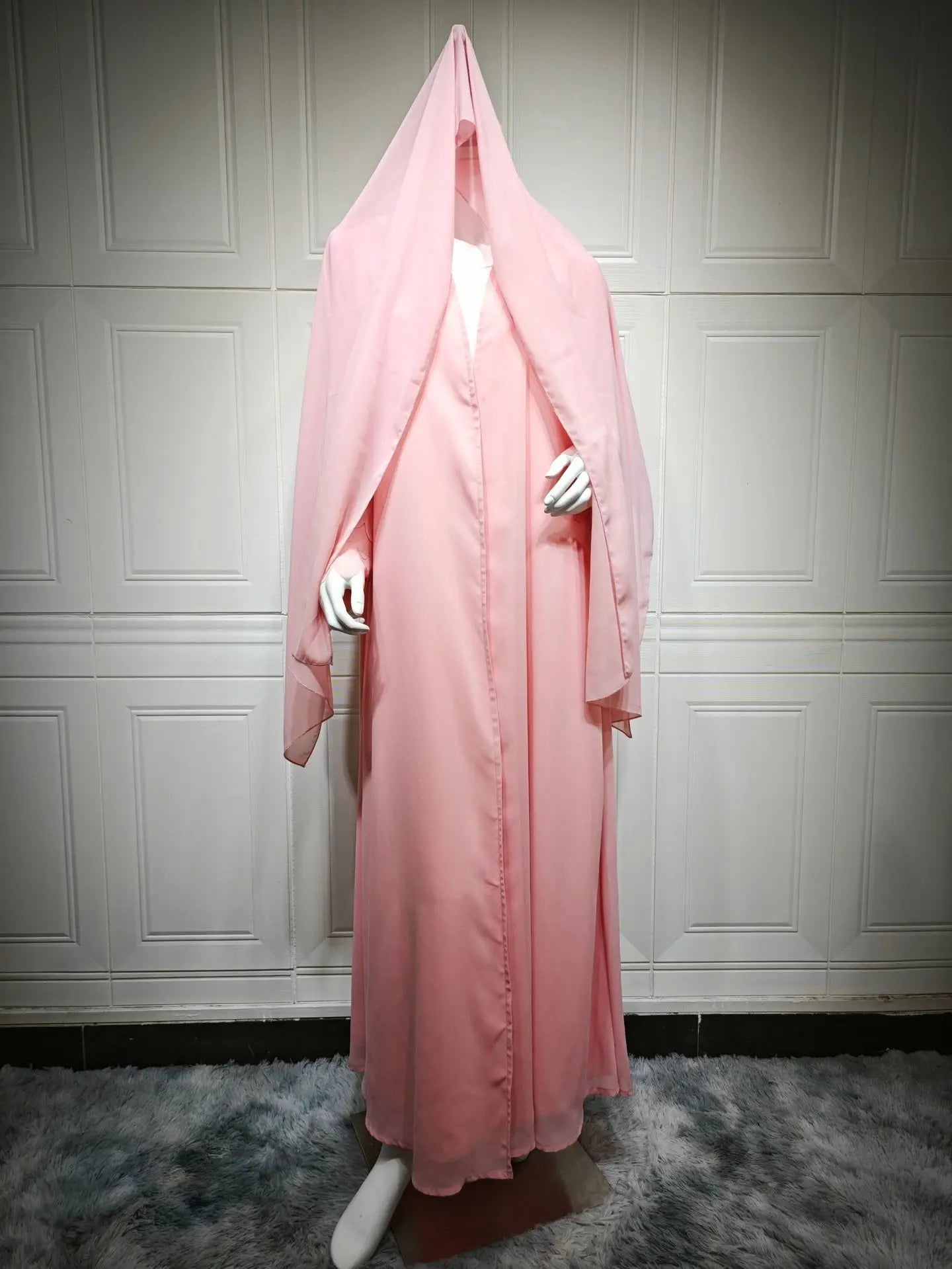 Pink Chiffon Kimono Cardigan – Flowy Maxi Duster Coat