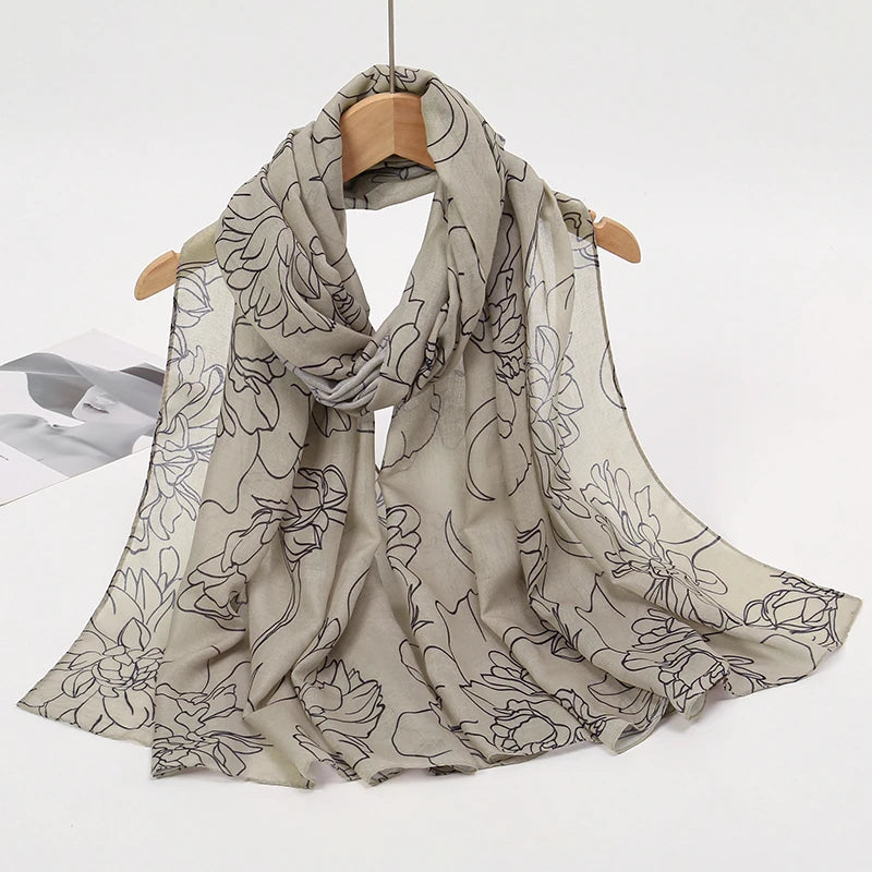 Watercolor Floral Modal-Feel Hijab – Lightweight Versatile Scarf