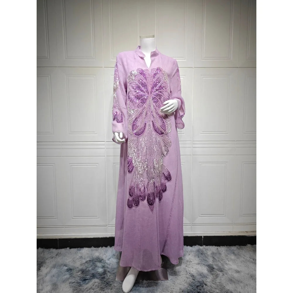 Diamond & Sequin Abaya – Wedding & Evening Party Dress