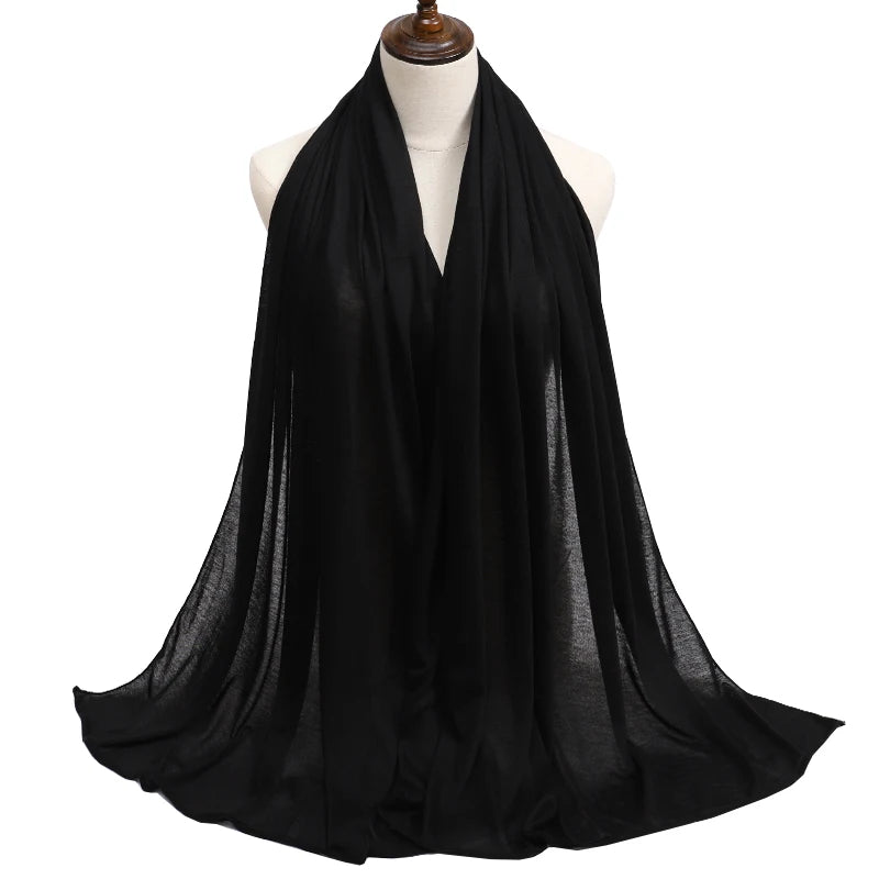 Jersey Modal Cotton Hijab – Soft Solid Color Long Scarf