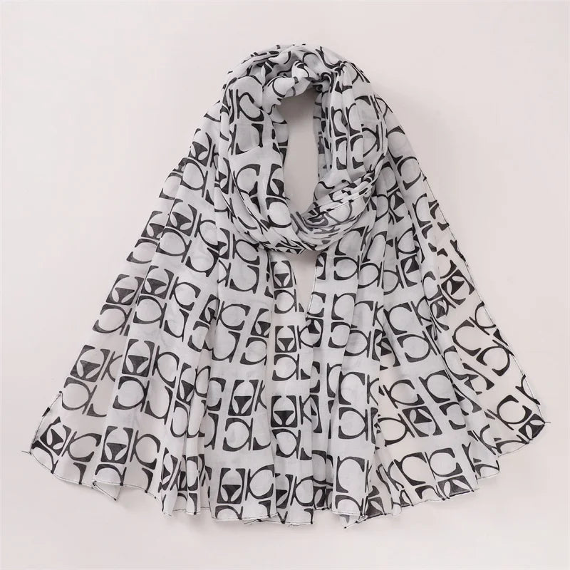 Watercolor Print Hijab – Soft Bohemian Floral Shawl Scarf