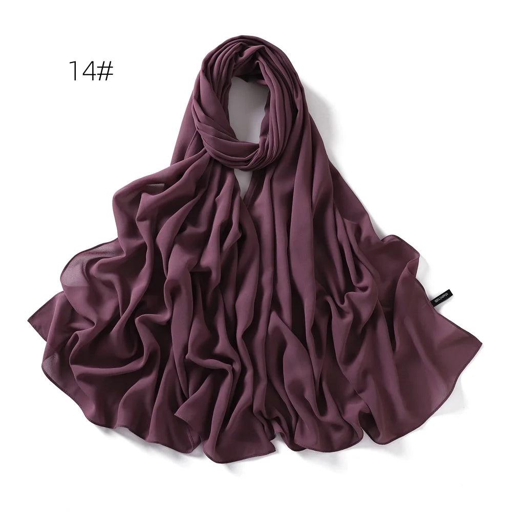Solid Color Chiffon Hijab Shawl – Large 70x180cm