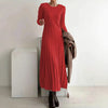 Women 2026 Autumn Winter Round Neck Fitted Cable Knit Sweater Maxi Dress