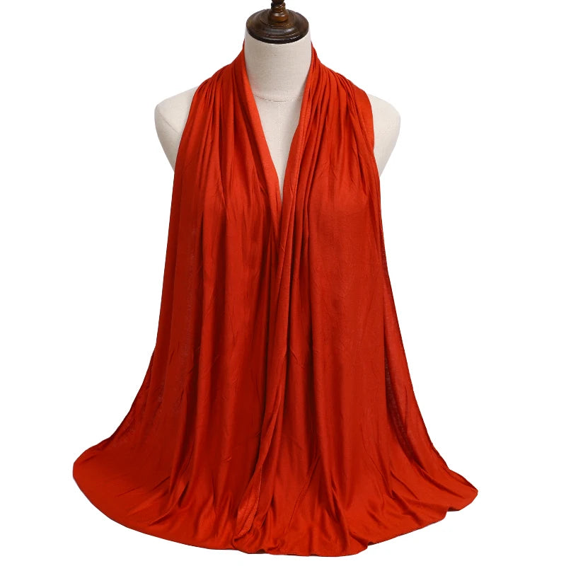 Soft Cotton Jersey Hijab – Long Plain Stretch Scarf