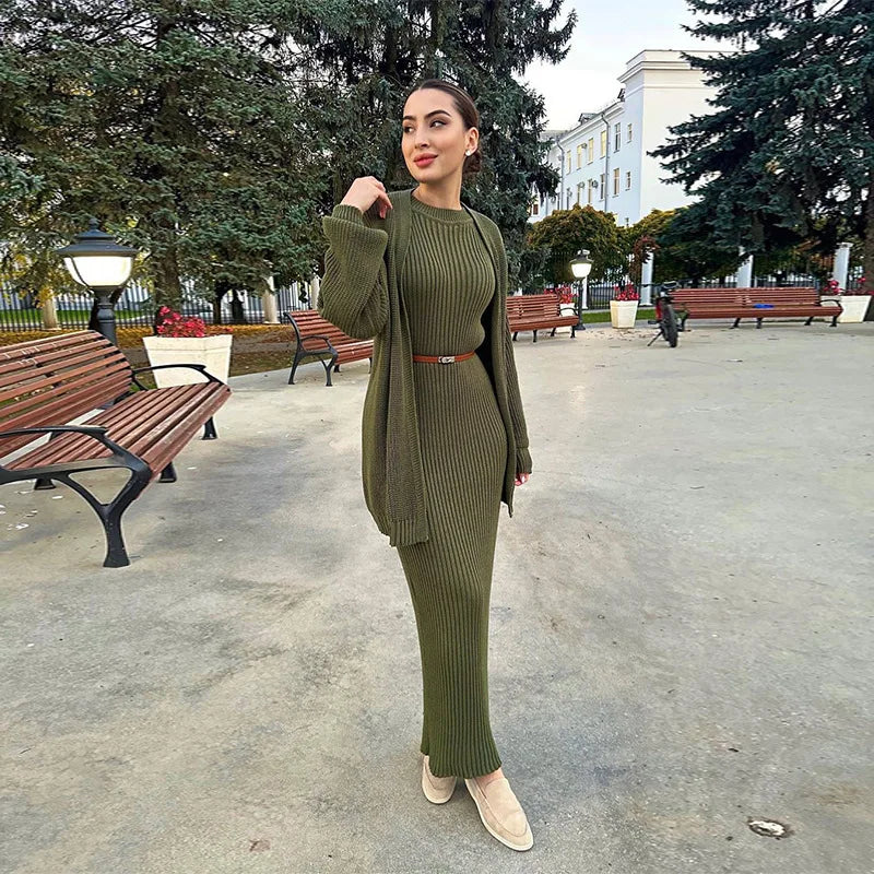 Dress Sets Knit Women Two Piece Set