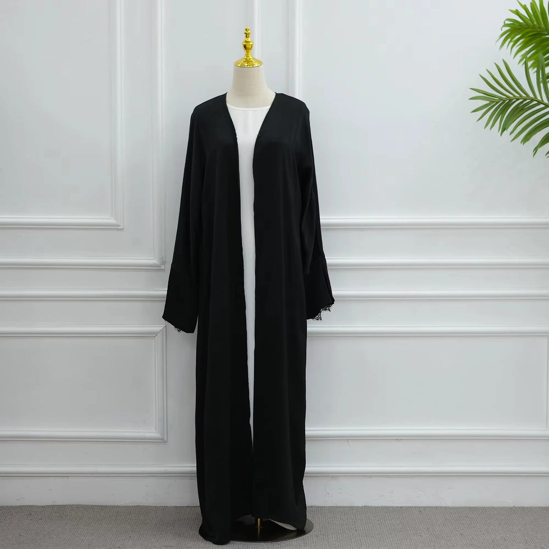 Eid Lace Split Sleeve Abaya – Daily Wear Modest Cardigan Dress