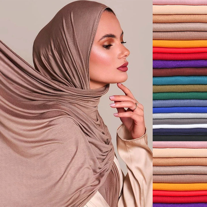 Jersey Modal Cotton Hijab – Soft Solid Color Long Scarf