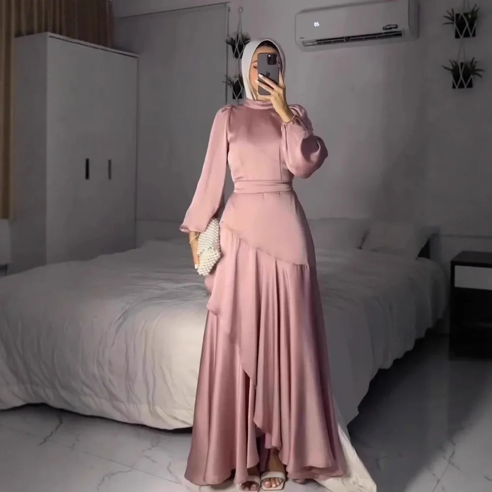 Eid Muslim Dress for Women Irregular Hem Ramadan Jalabiya Party Abaya