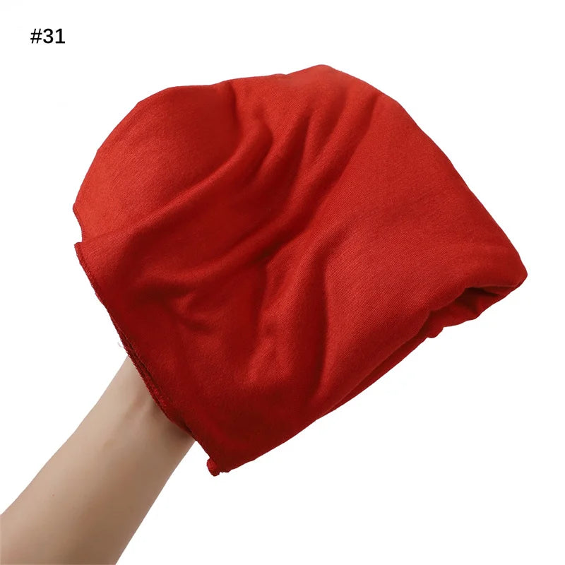 80×180cm Cotton Modal-Feel Hijab – Soft Stretch Long Scarf