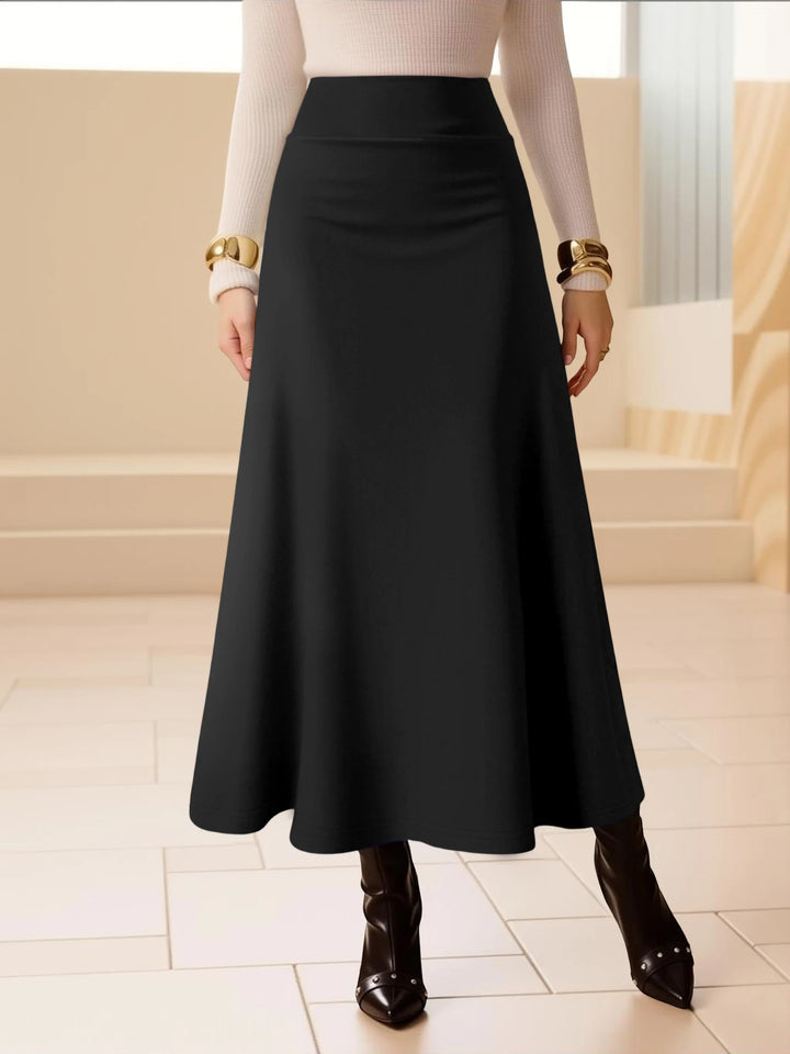 Women's High Waist Midi Skirt A-Line Flowy Style Breathable Fabric