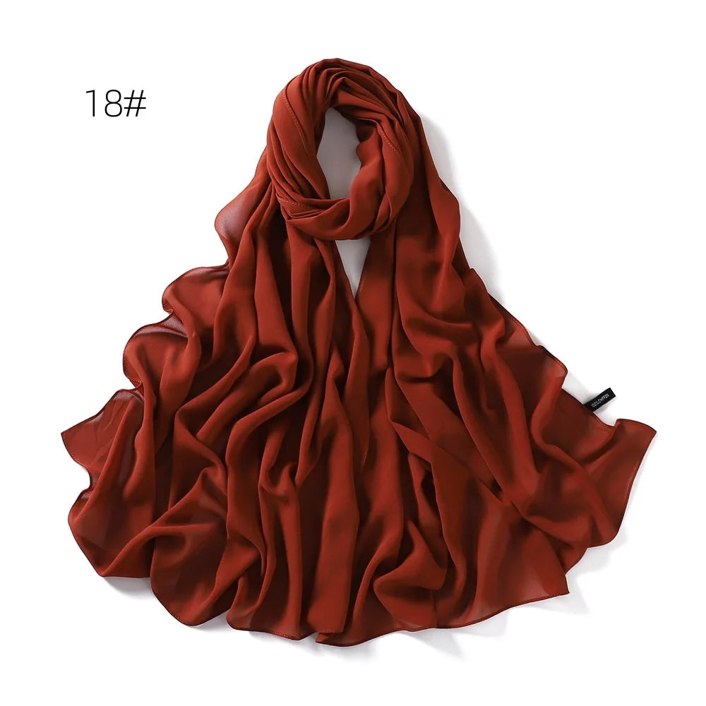 Solid Color Chiffon Hijab Shawl – Large 70x180cm
