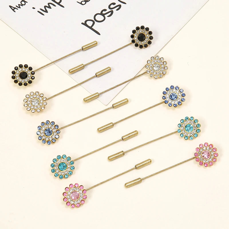 10-Piece Floral Diamond Hijab Brooch Set – Elegant Scarf Pins for Women