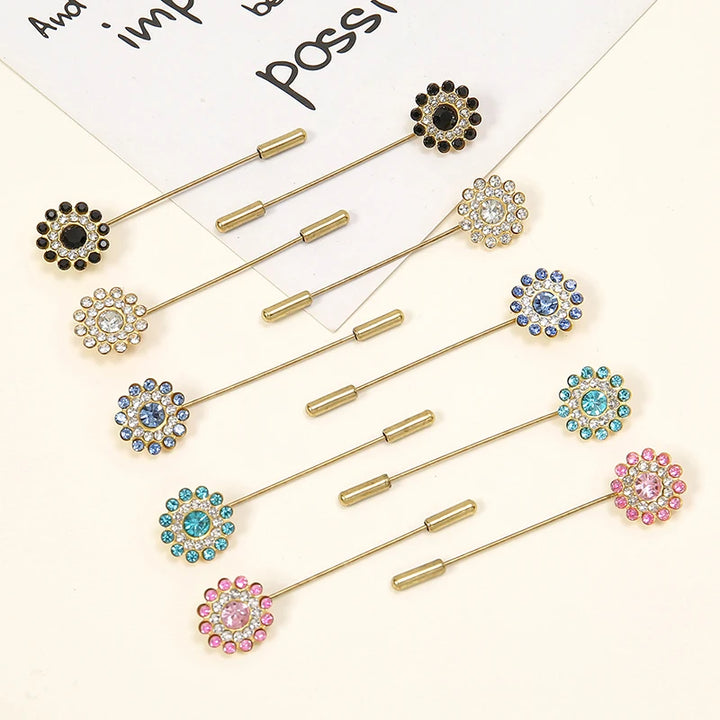 10-Piece Floral Diamond Hijab Brooch Set – Elegant Scarf Pins for Women