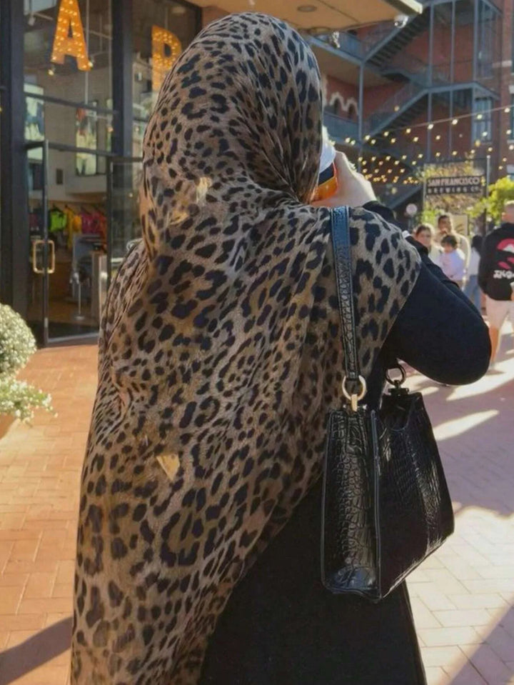 Voile Leopard Print Headscarf – Luxury Fashion Shawl