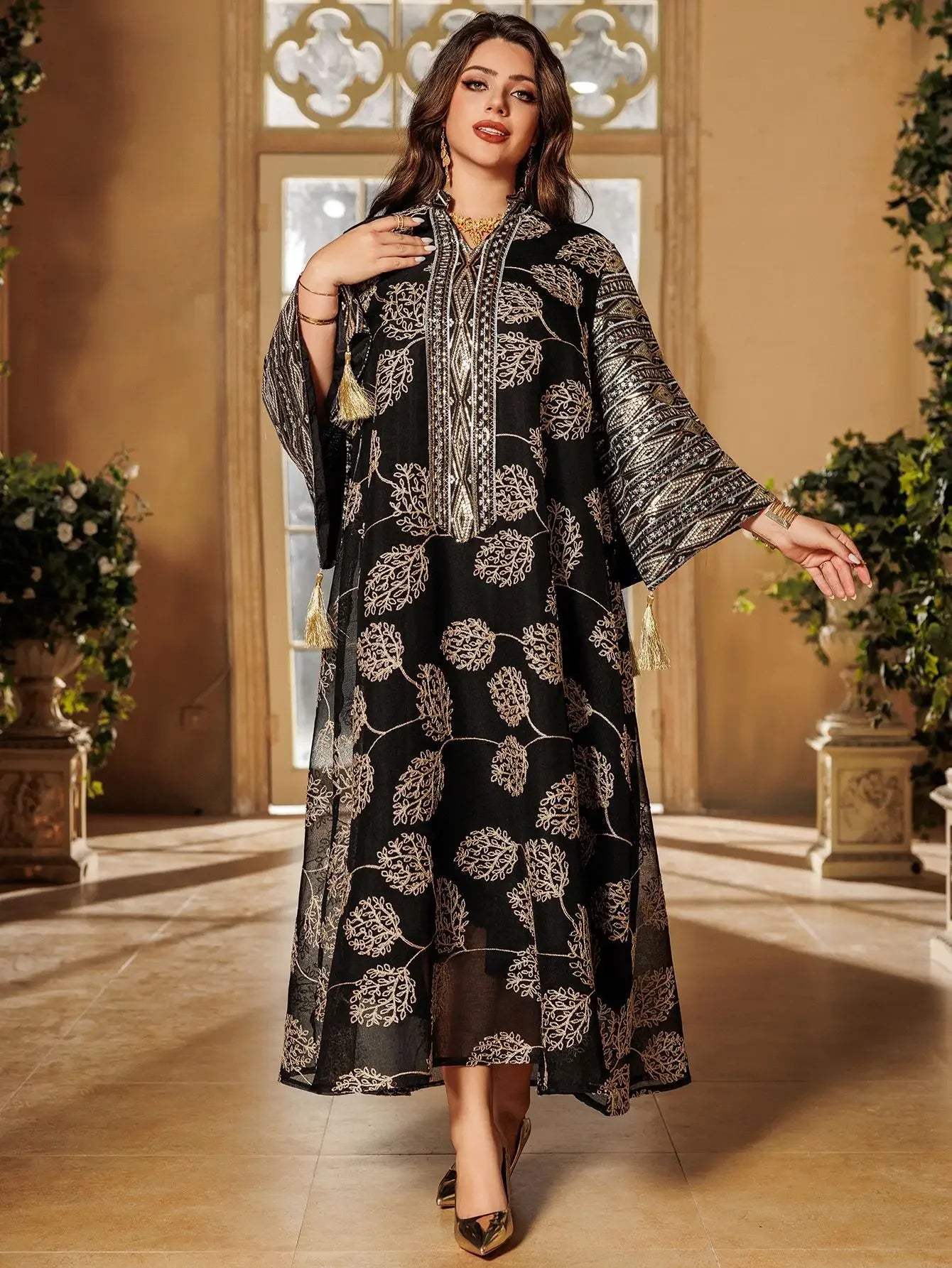Embroidery Tassel Party Robe – Eid Muslim Long Kaftan
