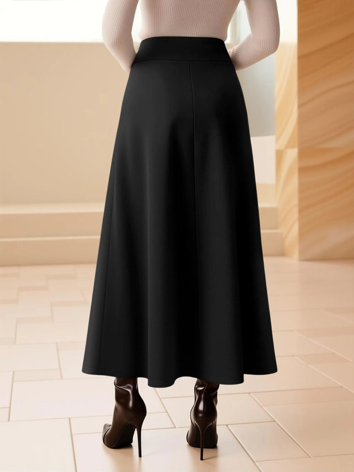 Women's High Waist Midi Skirt A-Line Flowy Style Breathable Fabric