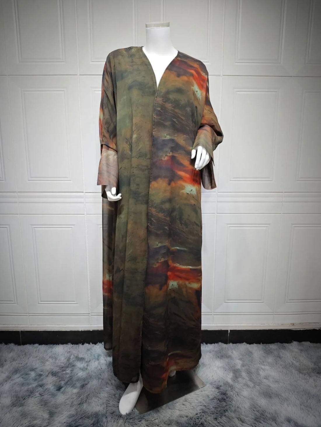 Tie-Dye Open Front Abaya – Arabian Maxi Dress