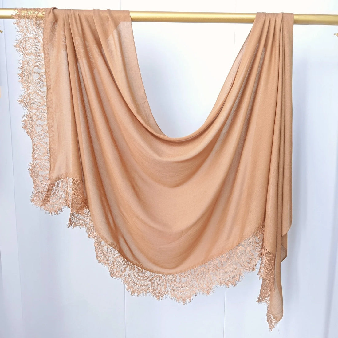 Lace Edge Modal Hijab Scarf – Breathable Cotton Turban Shawl