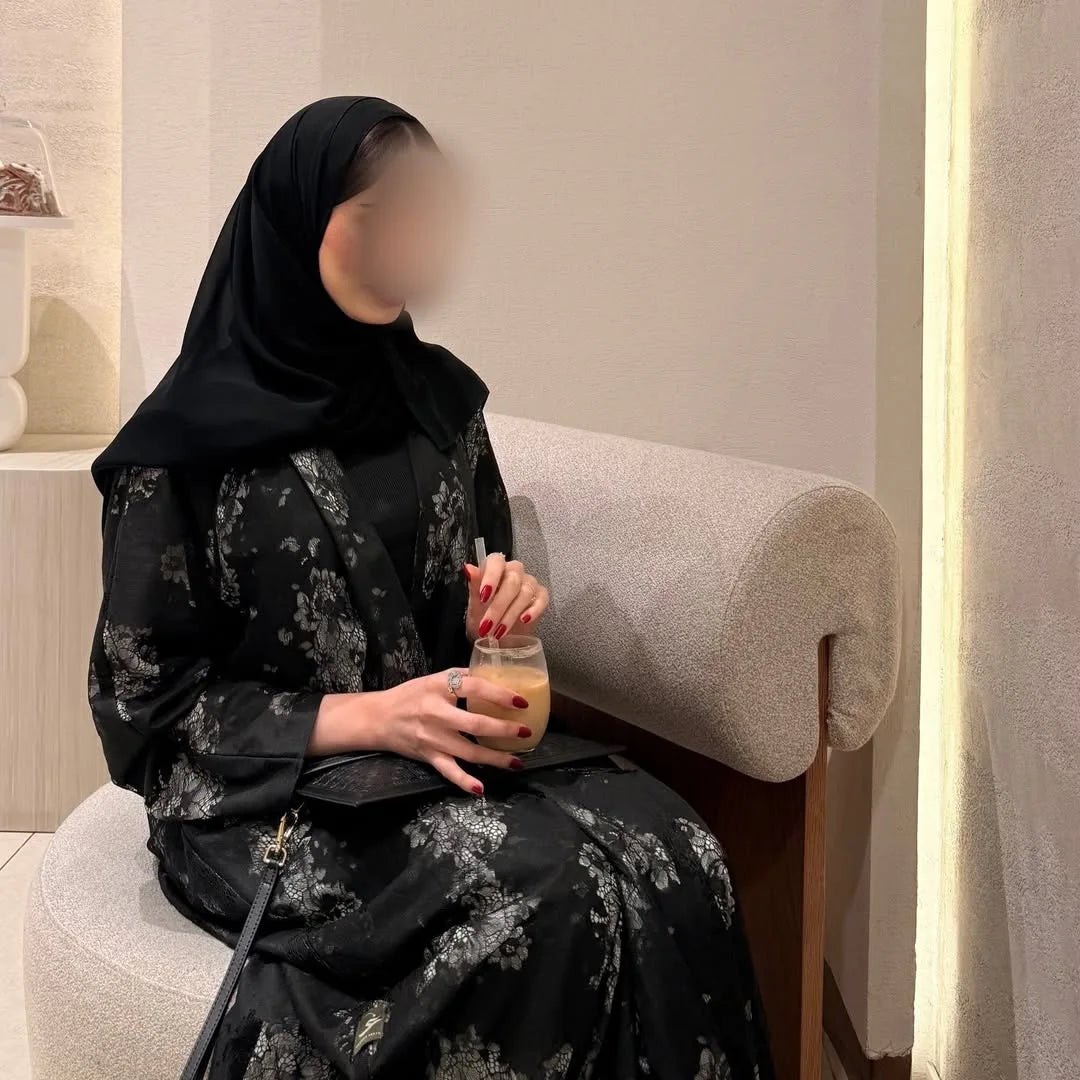 Women Open Abaya Cardigan – Long Arab Robe for Eid