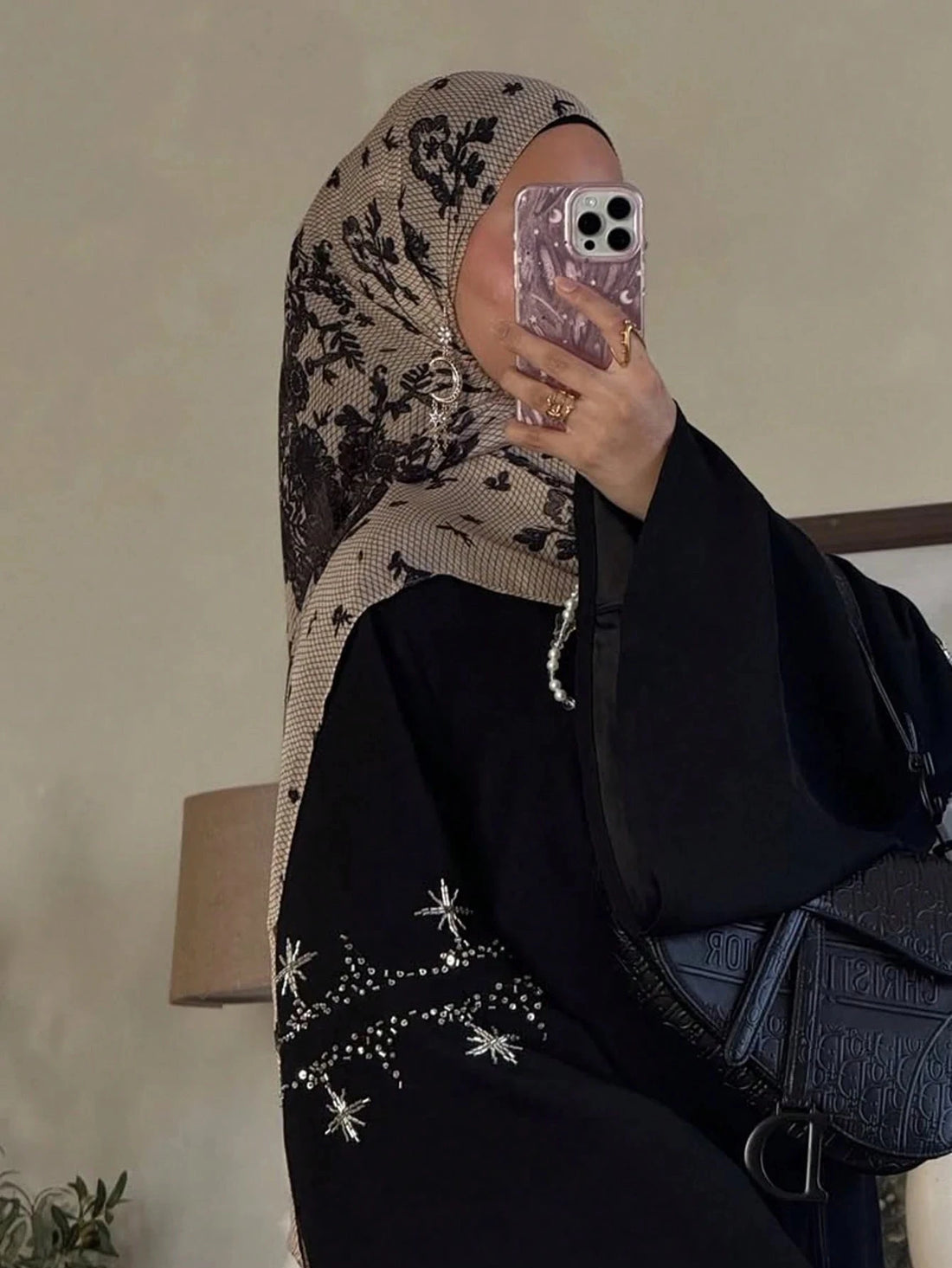 Watercolor Print Hijab – Soft Bohemian Patterned Shawl Scarf