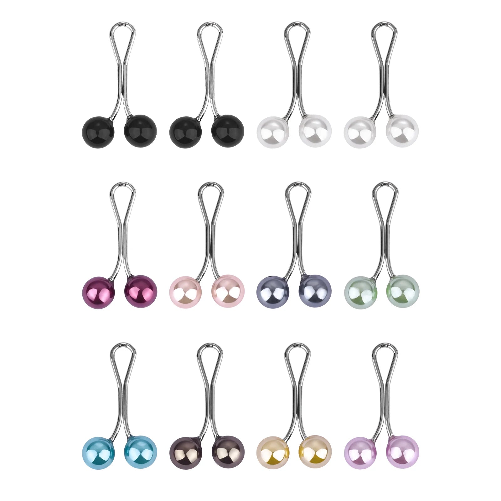 12-Piece Pearl Hijab Brooch Set – Elegant Scarf Clips for Women