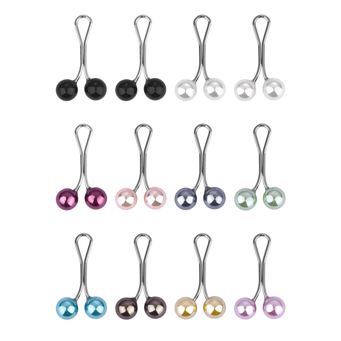 12-Piece Pearl Hijab Brooch Set – Elegant Scarf Clips for Women