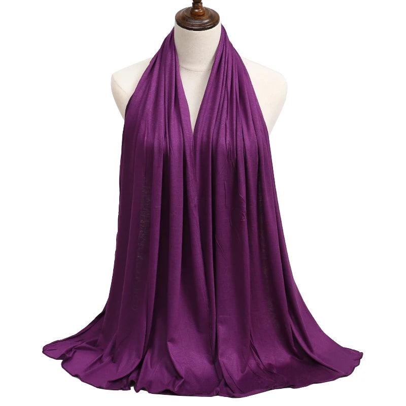 Jersey Modal Cotton Hijab – Soft Solid Color Long Scarf