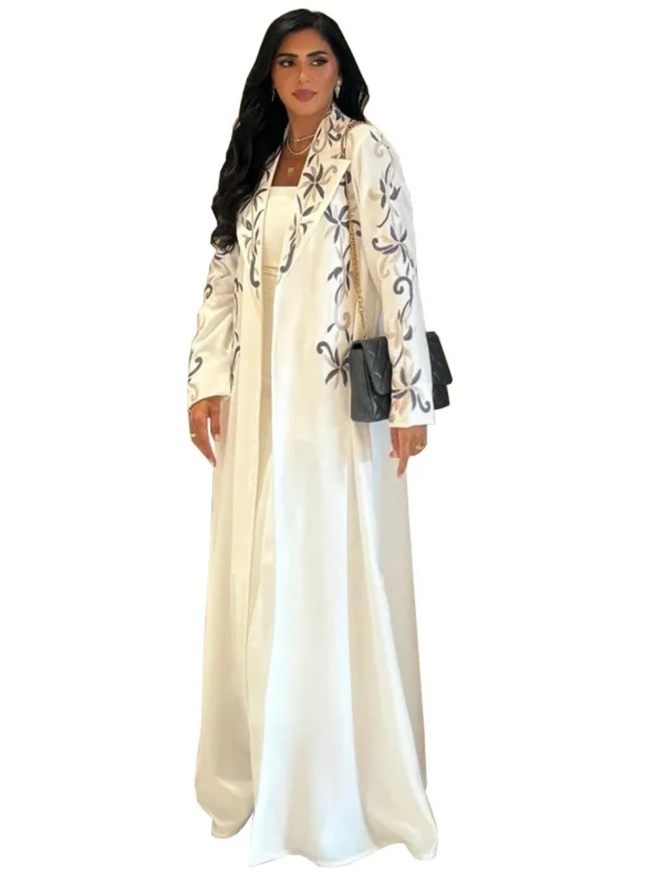 Embroidered Open Abaya – Eid Print Cardigan Kaftan