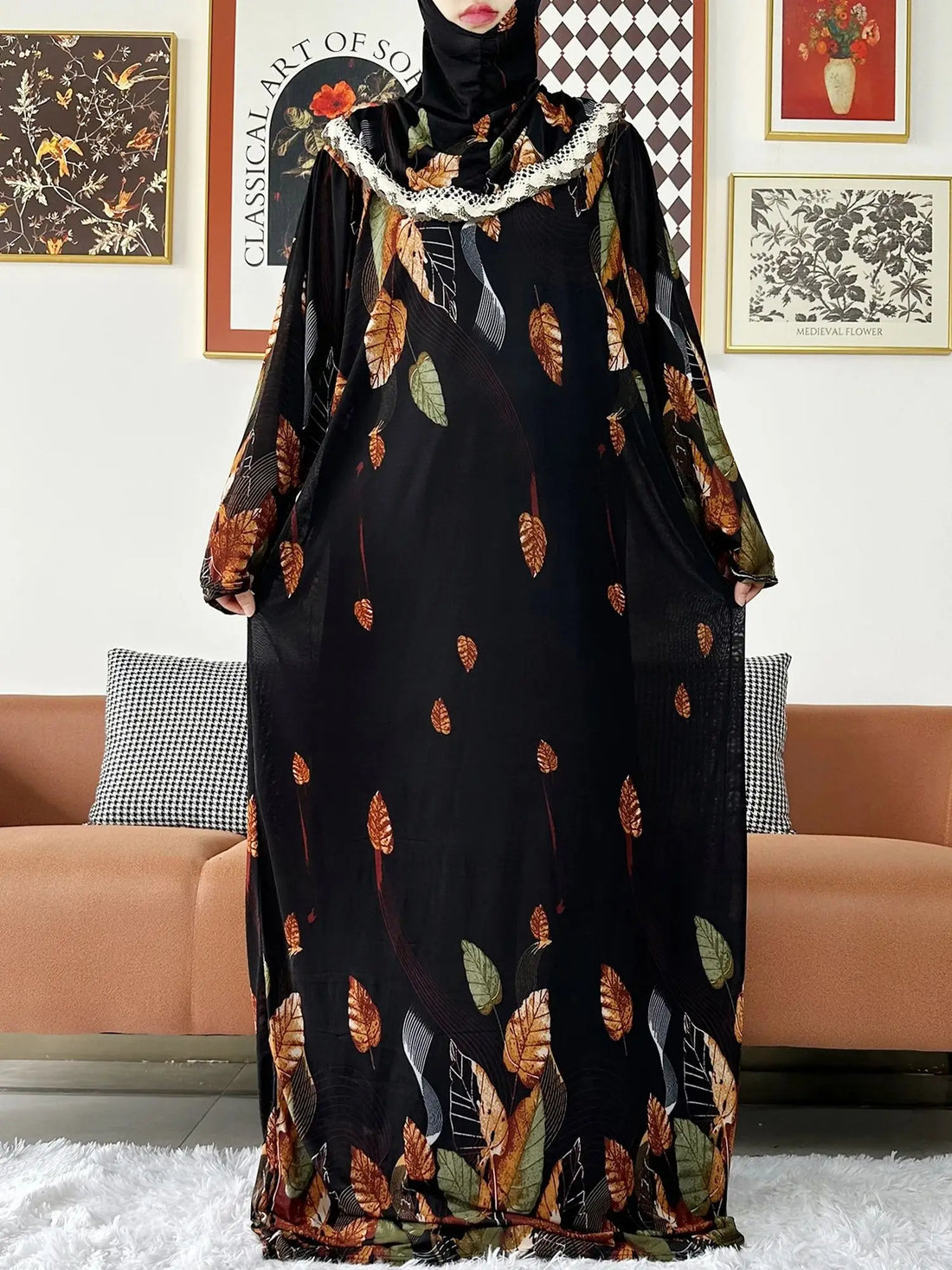 Muslim Solid Cotton Abaya For Women