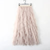 Womens Elastic High Waist Tulle Mesh Irregular Tutu Skirt