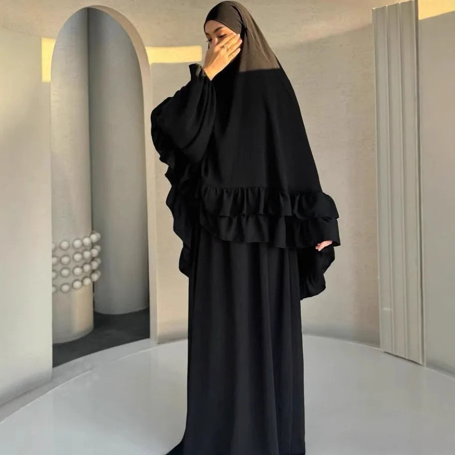 Muslim Dresses Hijab 2 Piece Sets Women Modest Abayas