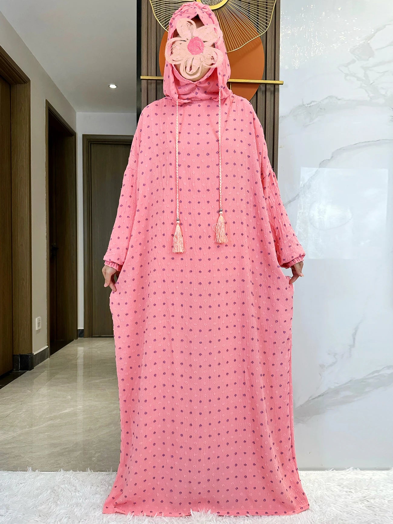Latest Ramadan Soft Cotton Prayer Abaya Double Hats