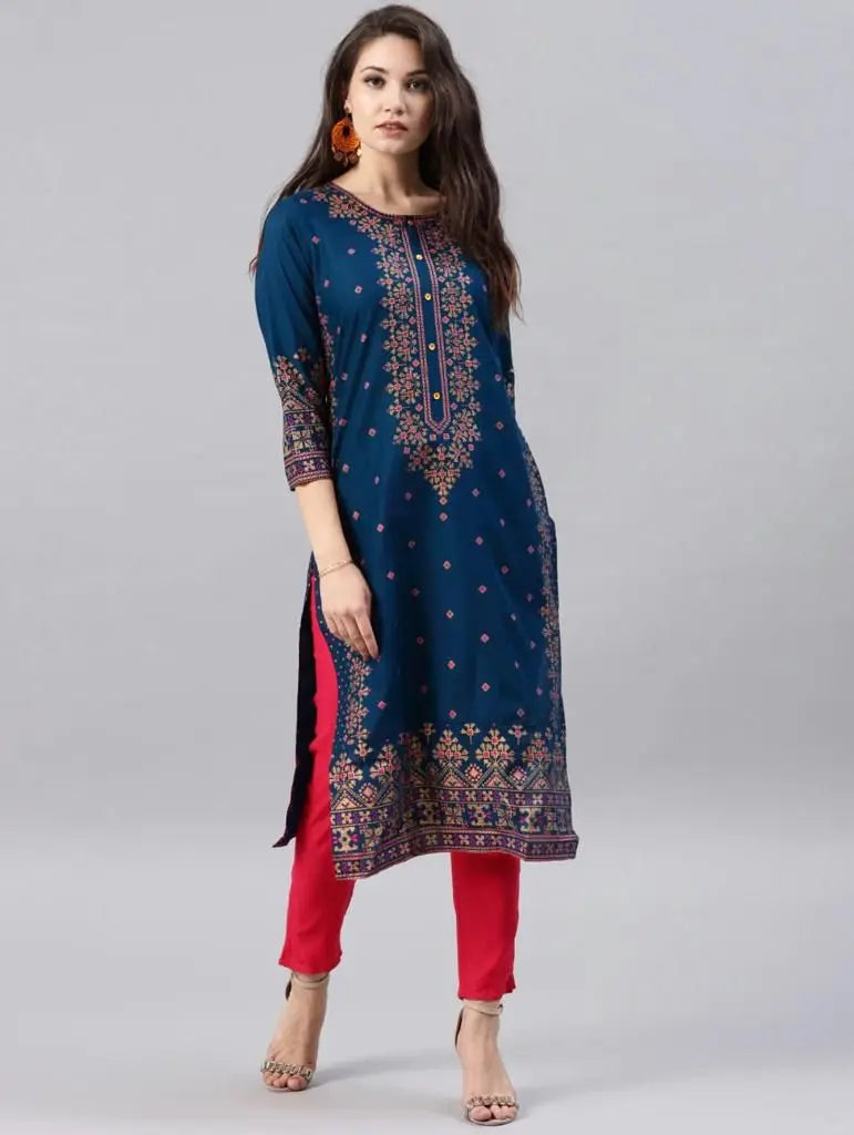 Elegant Peacock Print Abaya – Loose-Fit O-Neck Modest Maxi Dress