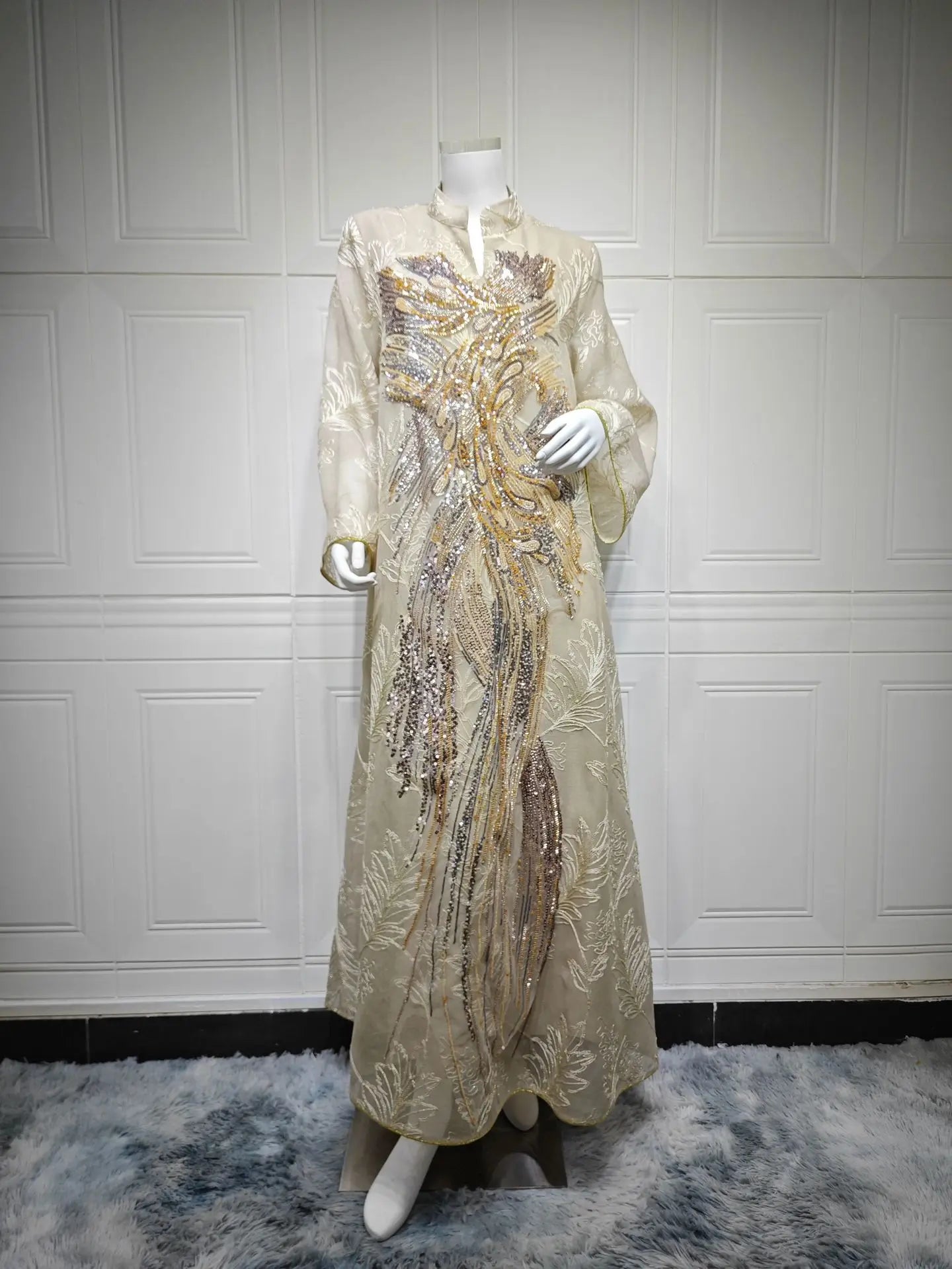 Sequin Embroidered Kaftan Abaya – Eid Party Dress