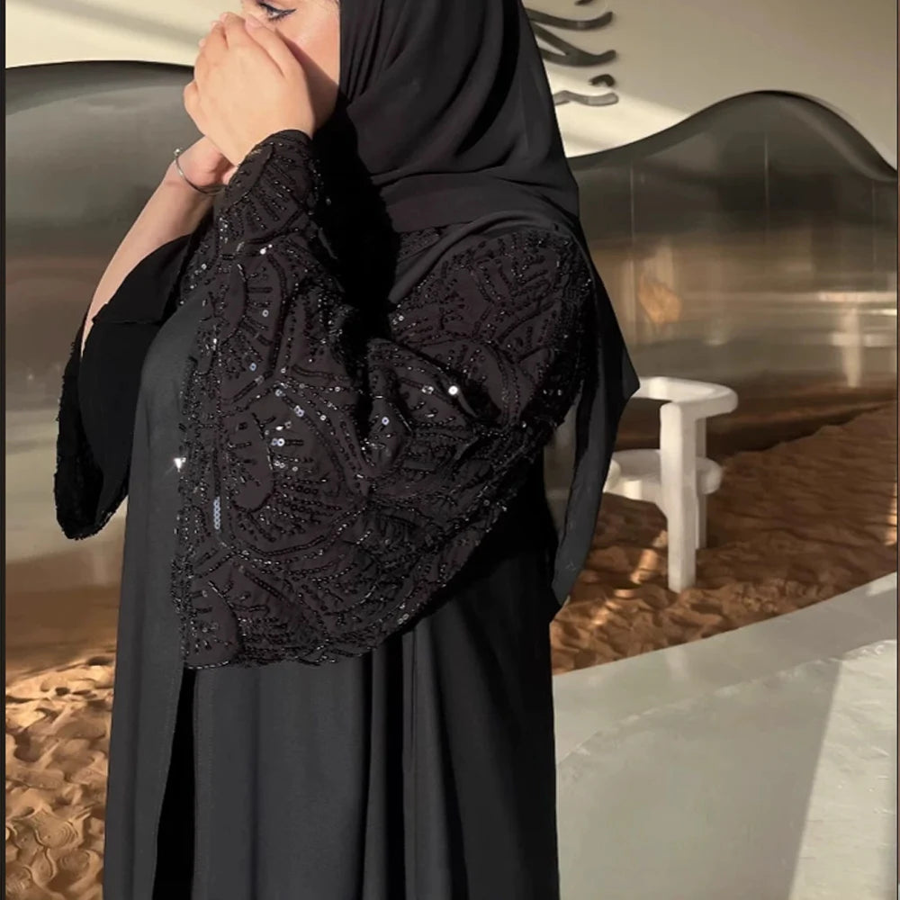Ramadan Black Open Include Hijab Turban Abaya