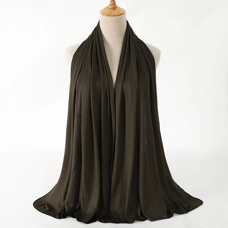 Soft Cotton Jersey Hijab – Long Plain Stretch Scarf