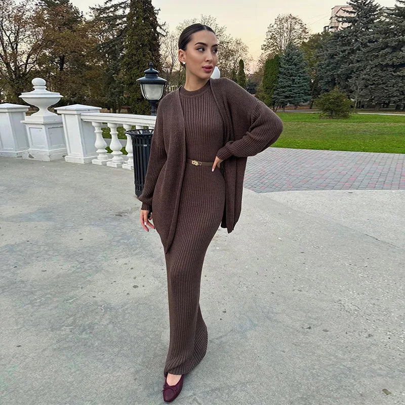 Dress Sets Knit Women Two Piece Set