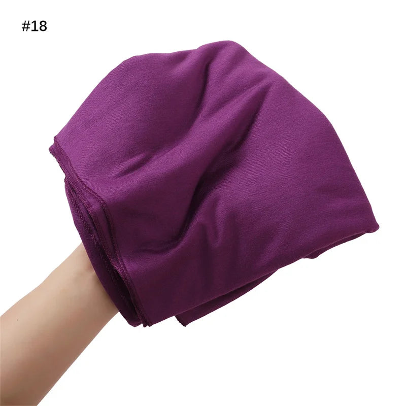 80×180cm Cotton Modal-Feel Hijab – Soft Stretch Long Scarf