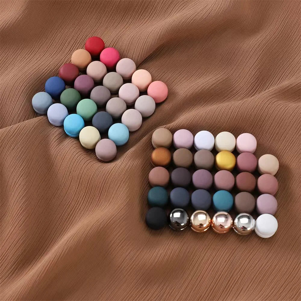 Magnetic Hijab Scarf Brooch Pins – Elegant Round Design, 2 Pairs