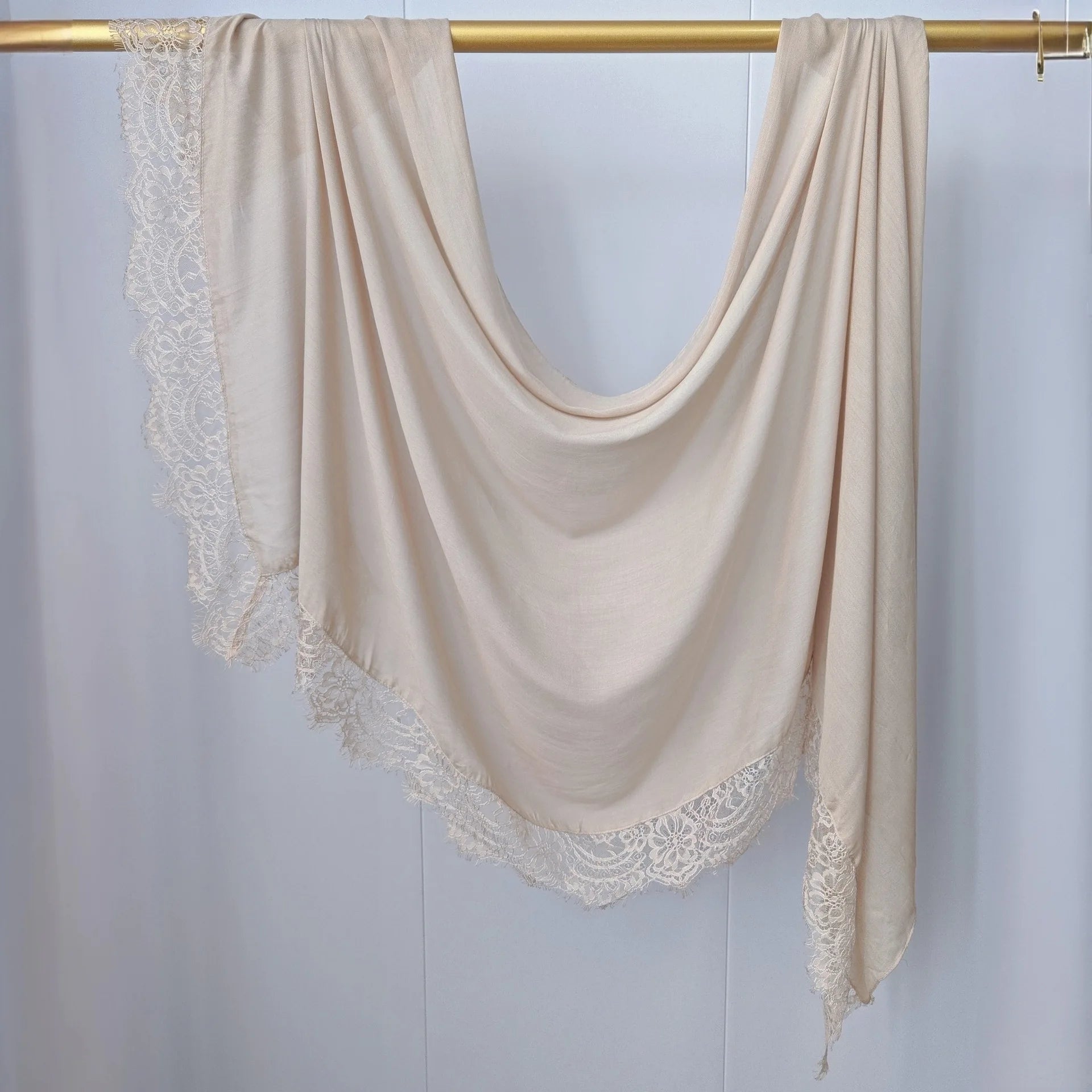 Lace Edge Modal Hijab Scarf – Breathable Cotton Turban Shawl