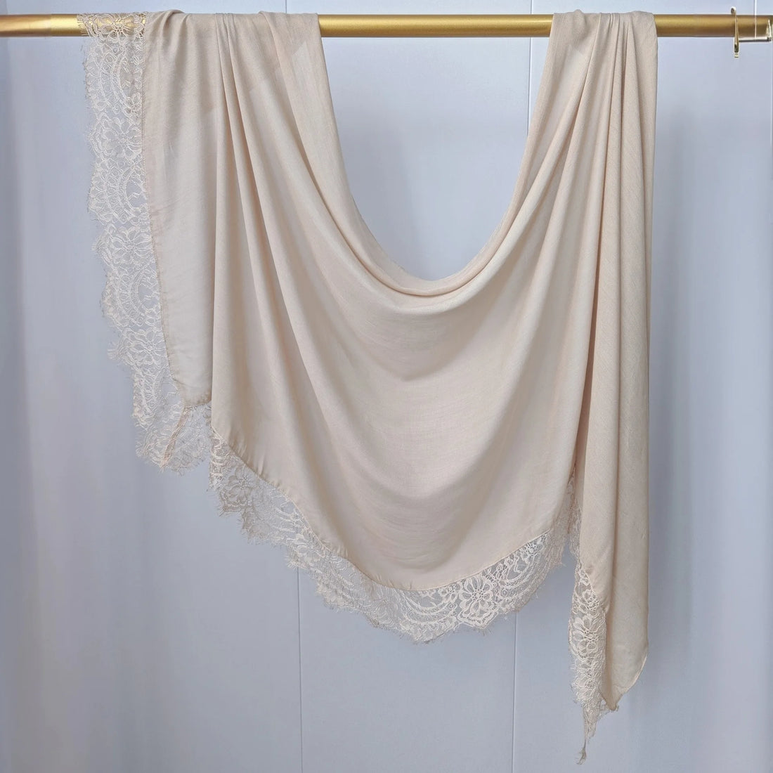 Lace Edge Modal Hijab Scarf – Breathable Cotton Turban Shawl